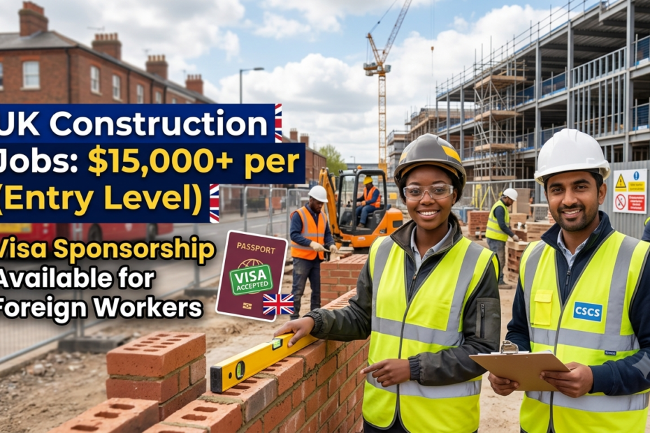 $15,000 Construction Jobs in the UK with Visa Sponsorship For Foreigners